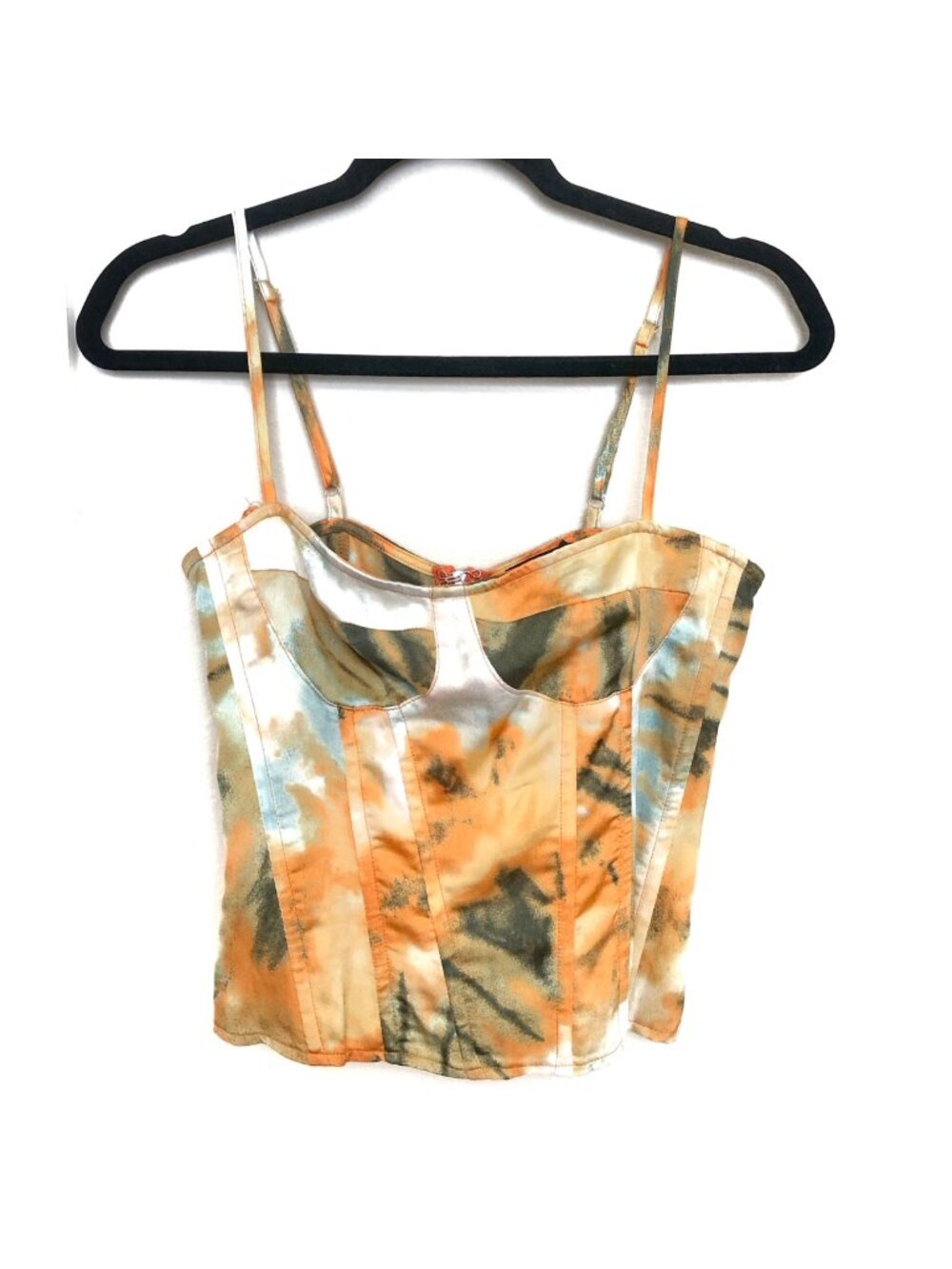 PrettyLittleThing Orange Tie-Dye Sleeveless Corset Top S